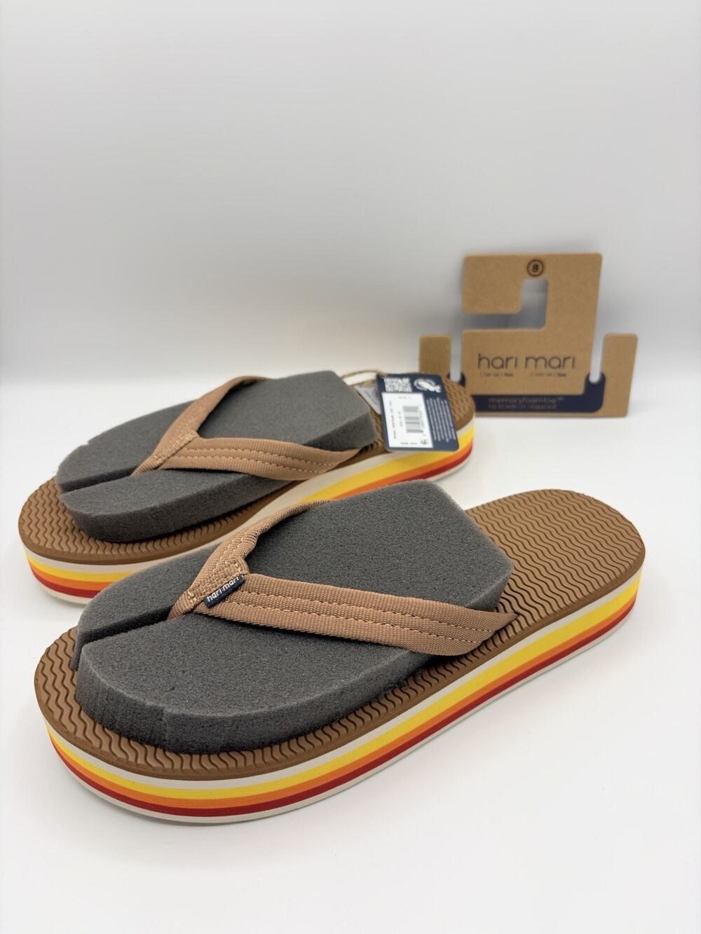 Hari Mari Flip Flops Womens Dunes Sunset Acorn Brown Platform US Sz 8 NEW